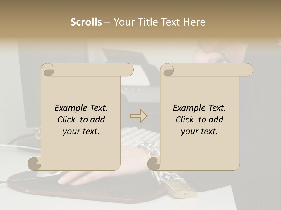 Woman Chained To Her Desk PowerPoint Template