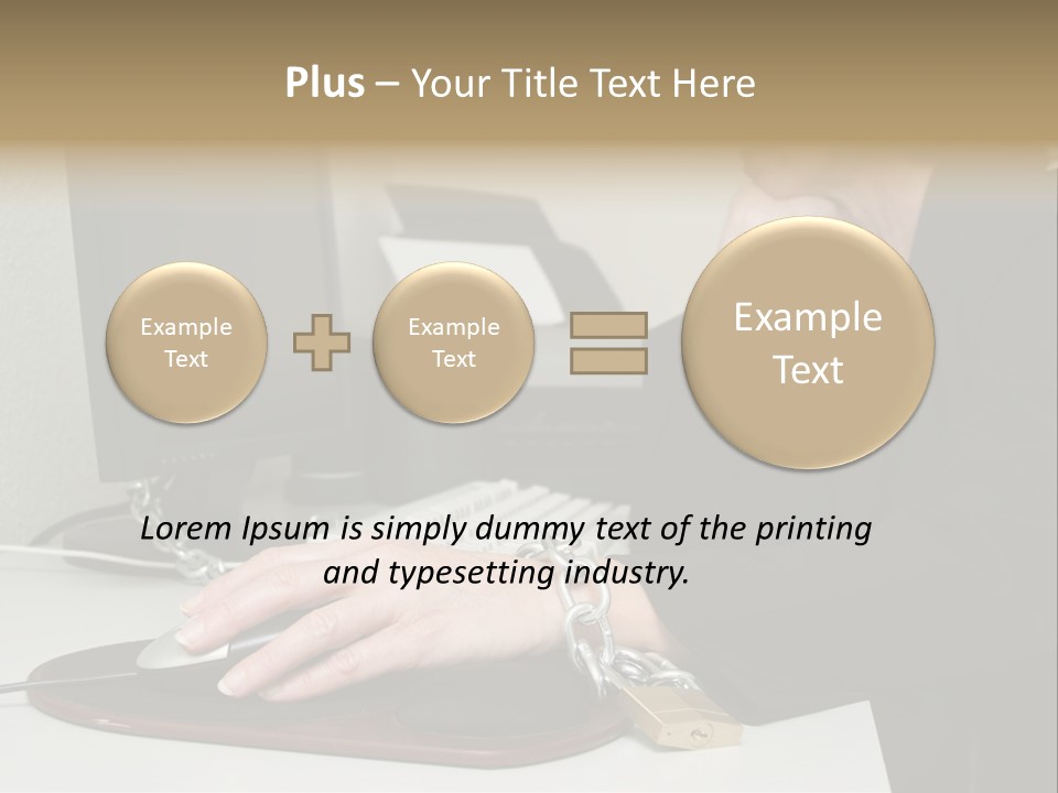 Woman Chained To Her Desk PowerPoint Template