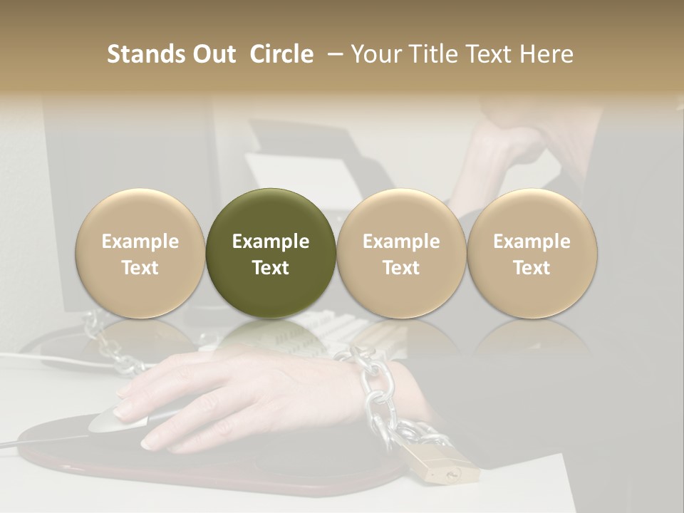 Woman Chained To Her Desk PowerPoint Template