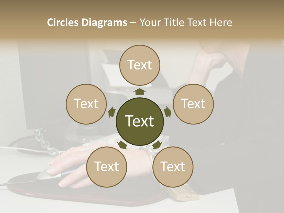 Woman Chained To Her Desk PowerPoint Template