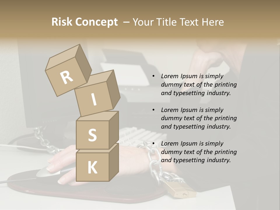 Woman Chained To Her Desk PowerPoint Template