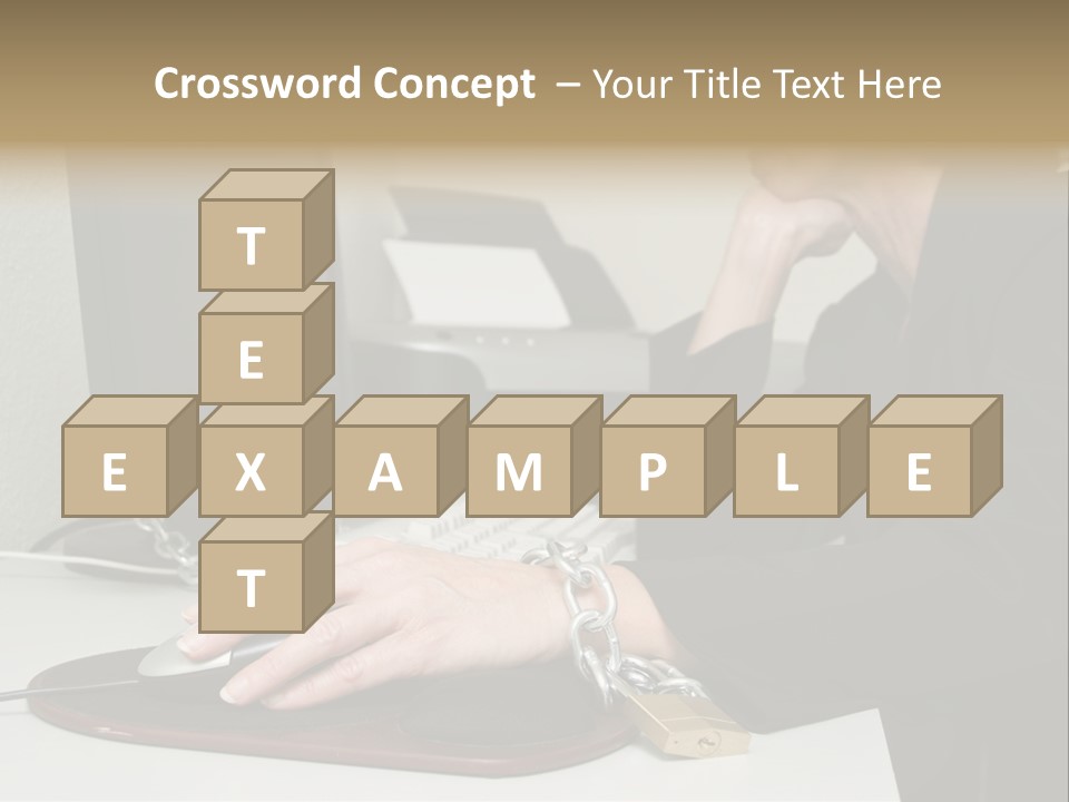 Woman Chained To Her Desk PowerPoint Template