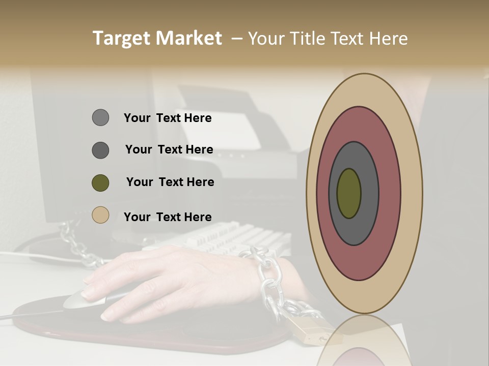 Woman Chained To Her Desk PowerPoint Template