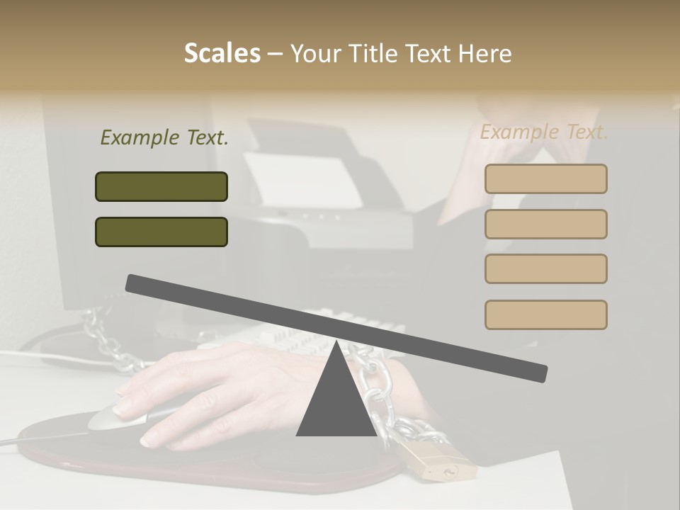 Woman Chained To Her Desk PowerPoint Template