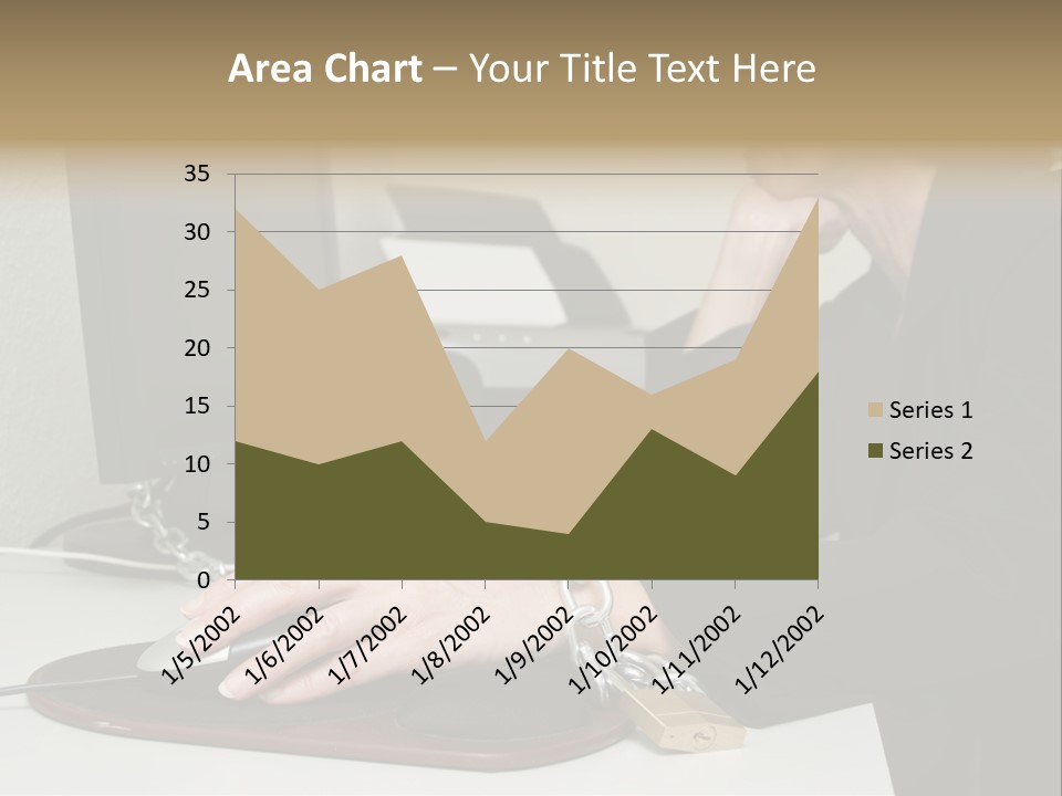 Woman Chained To Her Desk PowerPoint Template