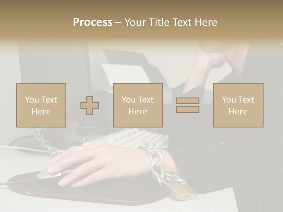 Woman Chained To Her Desk PowerPoint Template