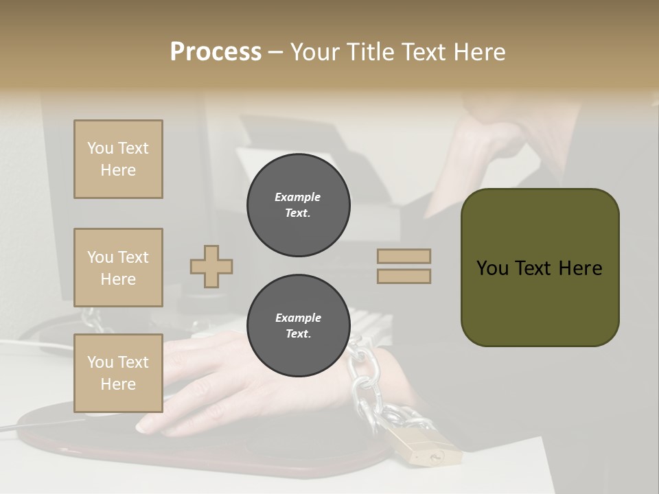 Woman Chained To Her Desk PowerPoint Template