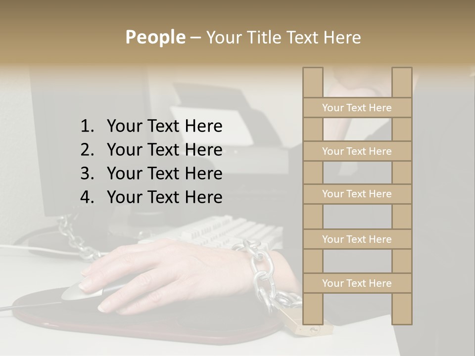Woman Chained To Her Desk PowerPoint Template