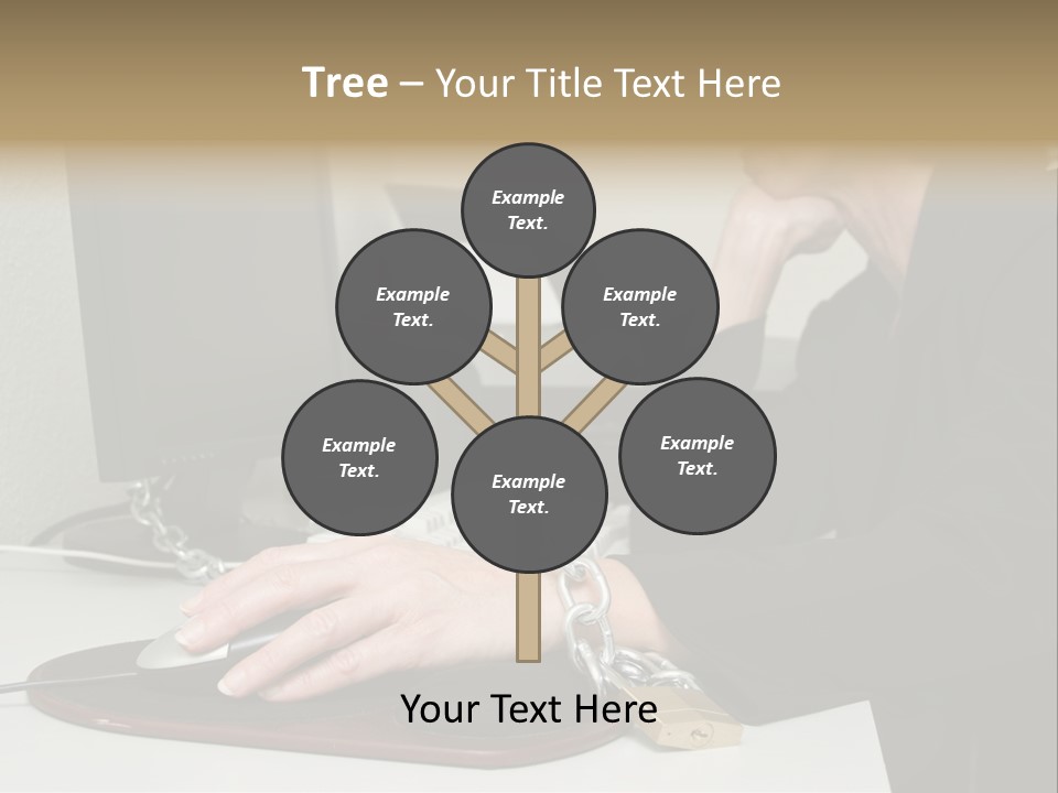 Woman Chained To Her Desk PowerPoint Template