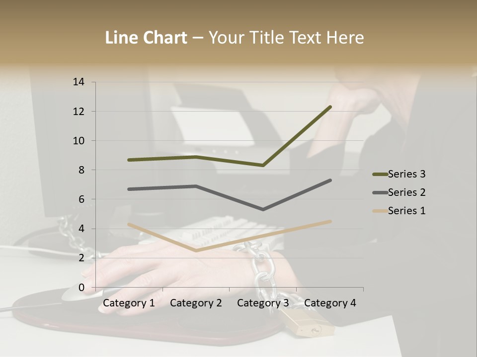 Woman Chained To Her Desk PowerPoint Template