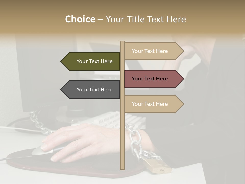 Woman Chained To Her Desk PowerPoint Template