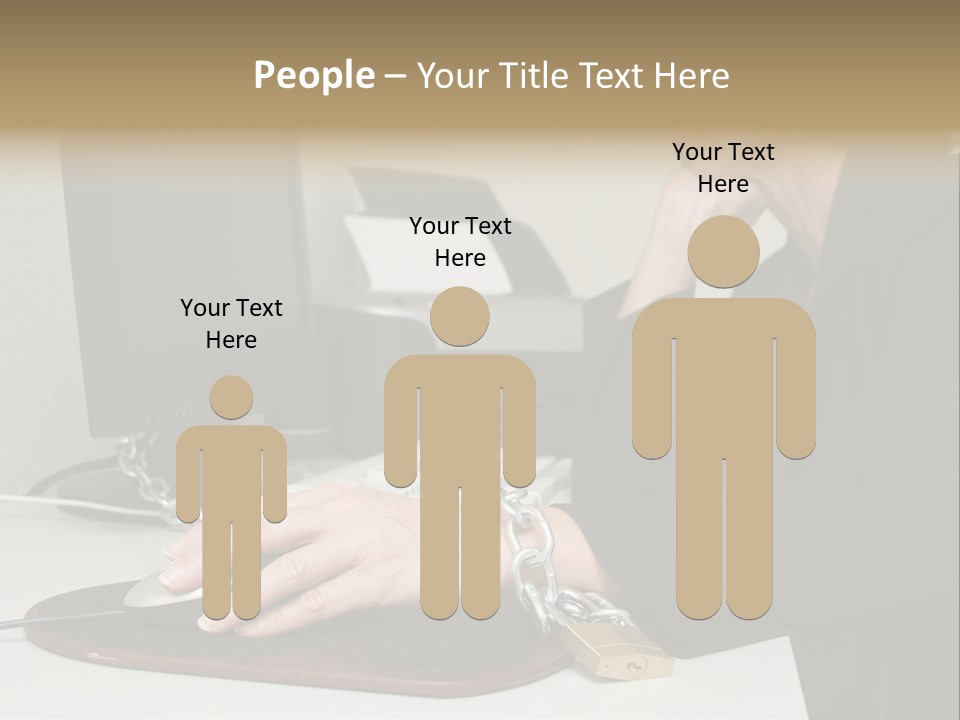 Woman Chained To Her Desk PowerPoint Template