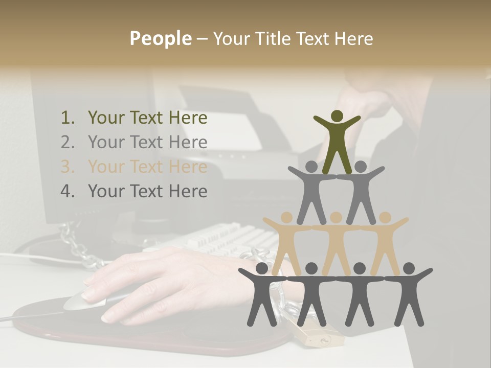 Woman Chained To Her Desk PowerPoint Template