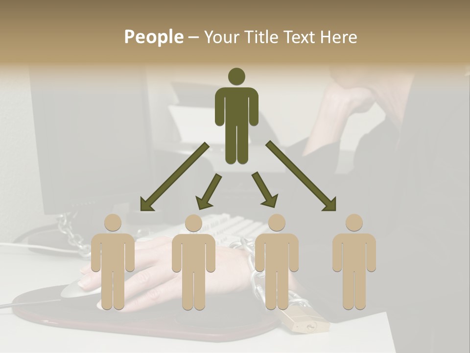 Woman Chained To Her Desk PowerPoint Template