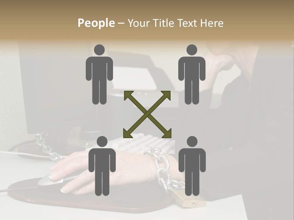 Woman Chained To Her Desk PowerPoint Template