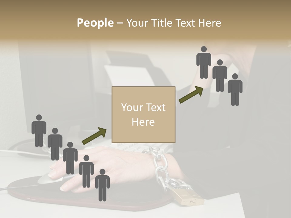 Woman Chained To Her Desk PowerPoint Template
