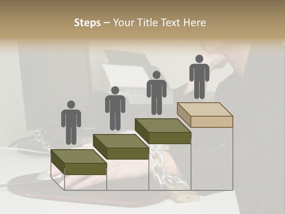 Woman Chained To Her Desk PowerPoint Template