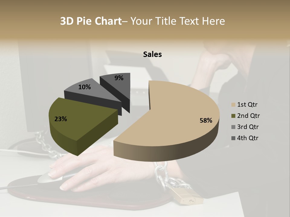 Woman Chained To Her Desk PowerPoint Template