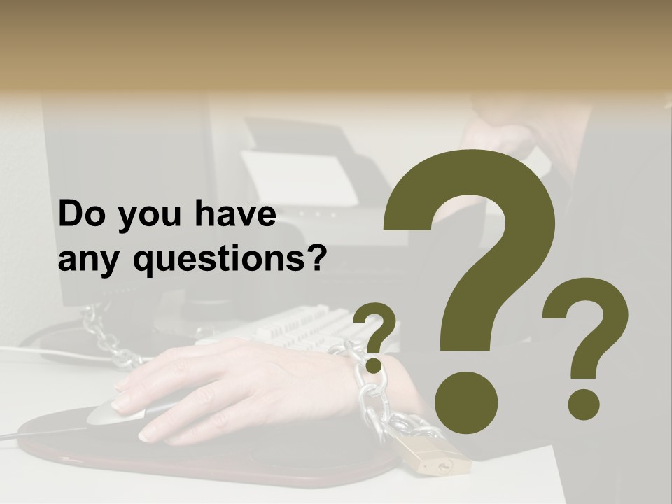 Woman Chained To Her Desk PowerPoint Template