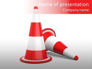 Traffic Cones Isolated On White PowerPoint Template