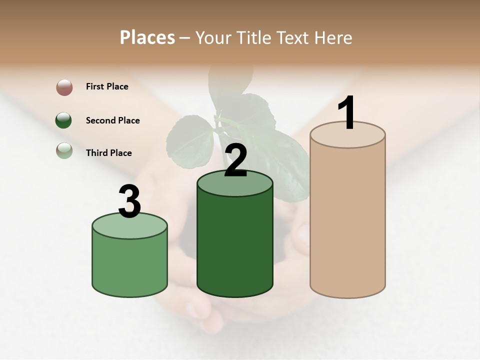 Small Green Plant In Children's Palms PowerPoint Template