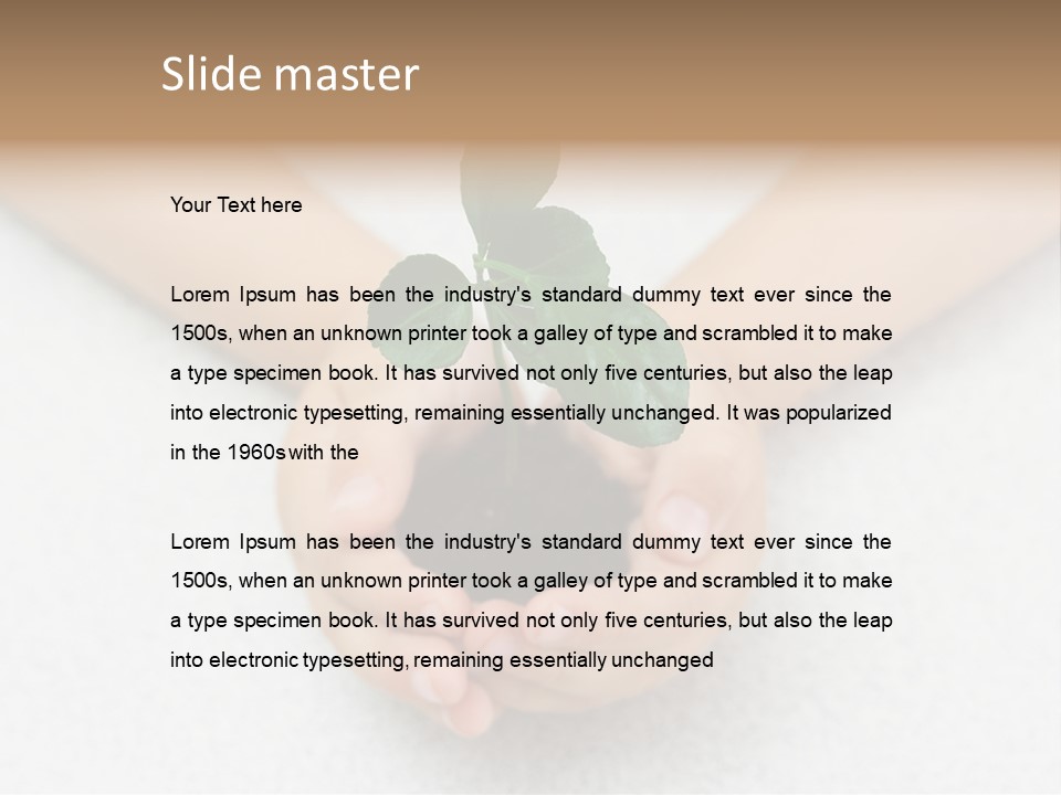 Small Green Plant In Children's Palms PowerPoint Template