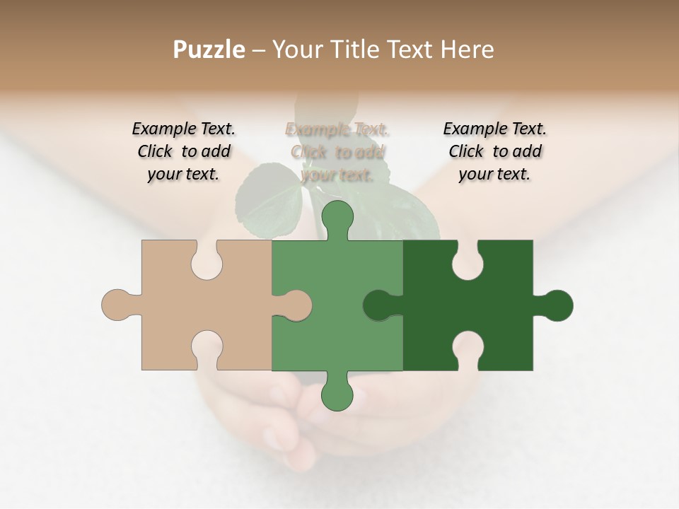 Small Green Plant In Children's Palms PowerPoint Template