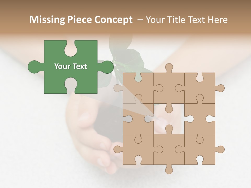 Small Green Plant In Children's Palms PowerPoint Template