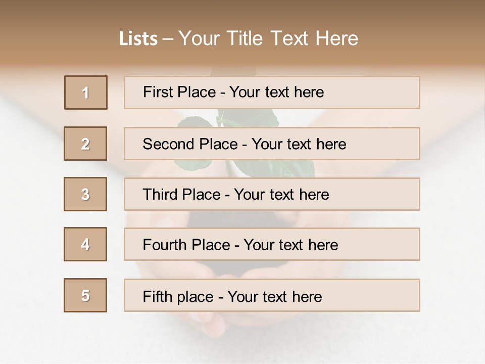 Small Green Plant In Children's Palms PowerPoint Template