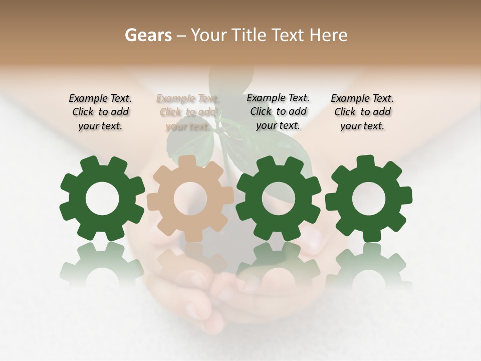 Small Green Plant In Children's Palms PowerPoint Template