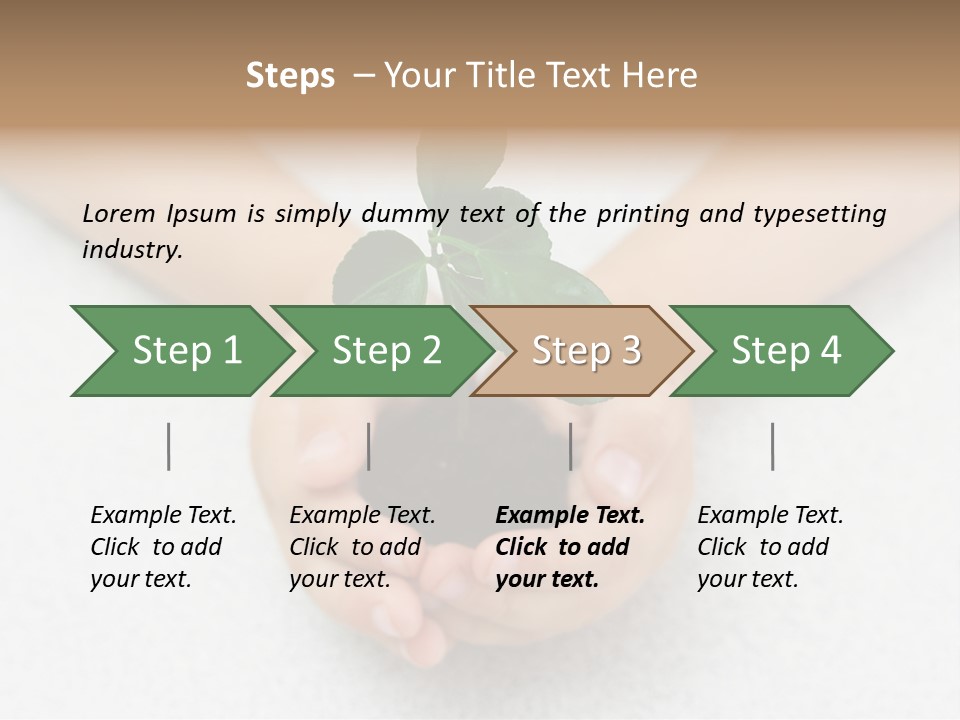 Small Green Plant In Children's Palms PowerPoint Template