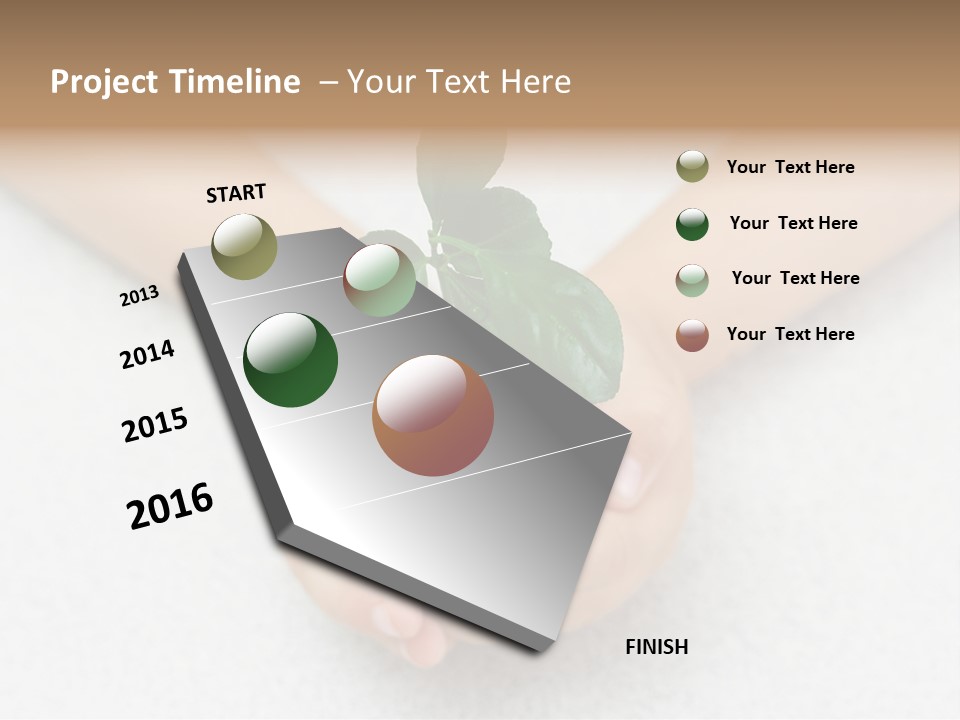 Small Green Plant In Children's Palms PowerPoint Template