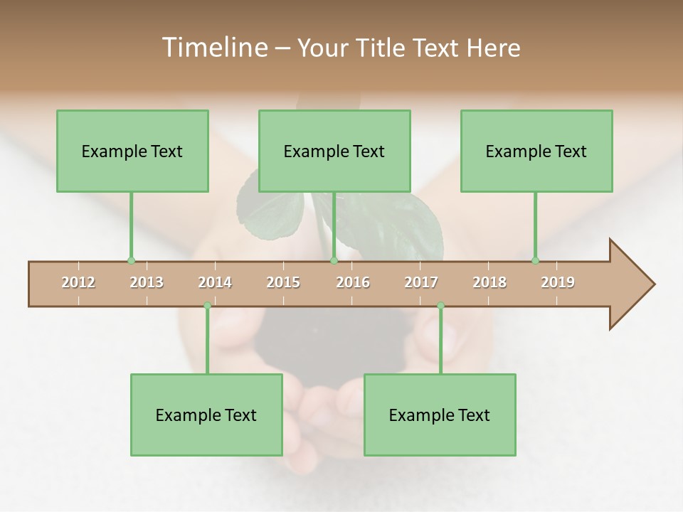 Small Green Plant In Children's Palms PowerPoint Template