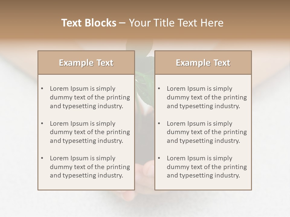 Small Green Plant In Children's Palms PowerPoint Template