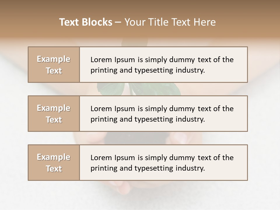 Small Green Plant In Children's Palms PowerPoint Template