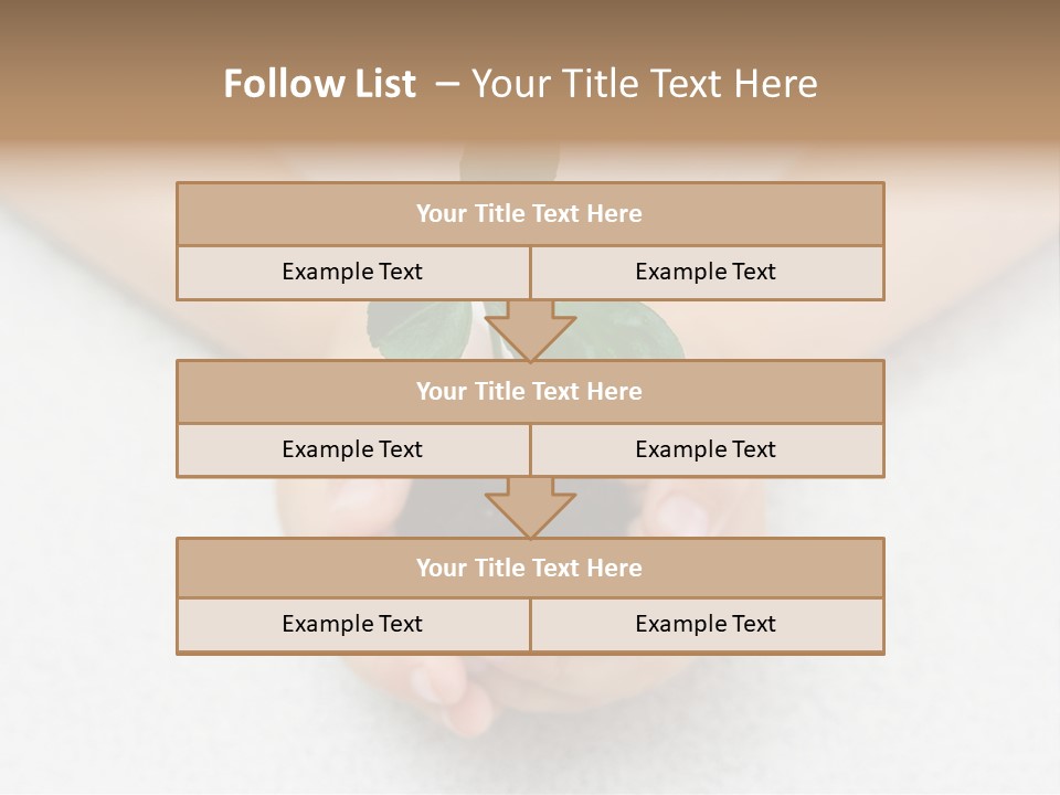 Small Green Plant In Children's Palms PowerPoint Template