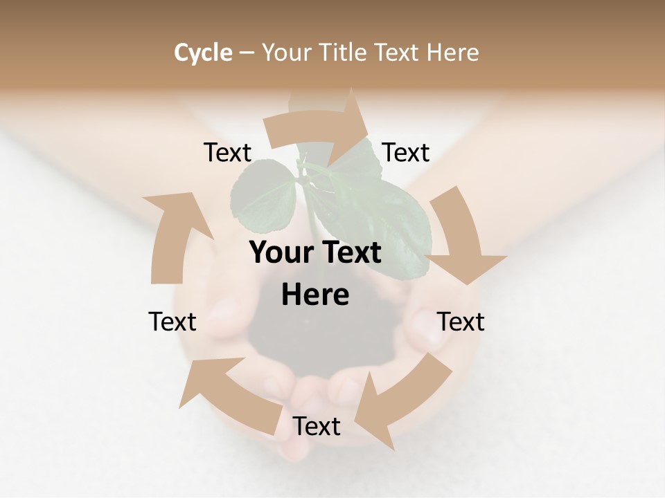 Small Green Plant In Children's Palms PowerPoint Template