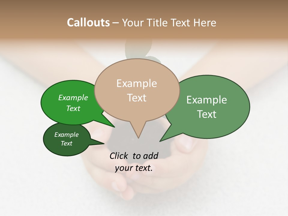 Small Green Plant In Children's Palms PowerPoint Template