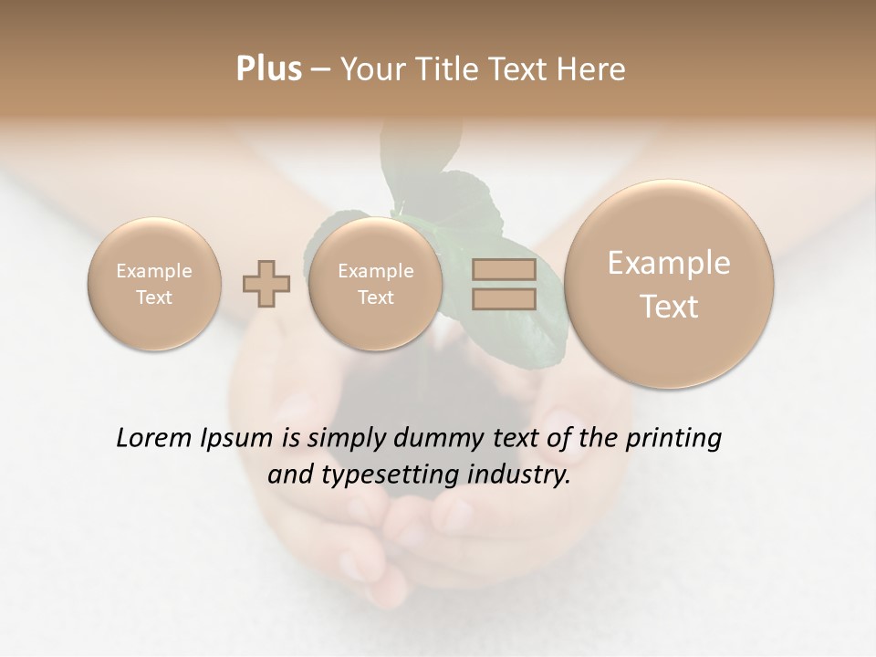 Small Green Plant In Children's Palms PowerPoint Template