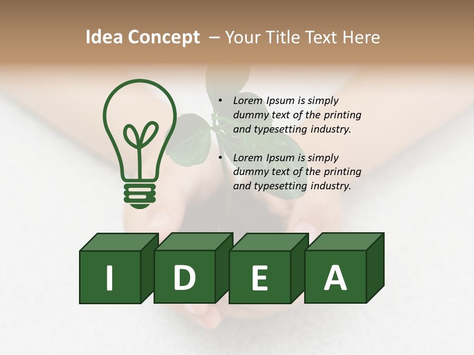 Small Green Plant In Children's Palms PowerPoint Template