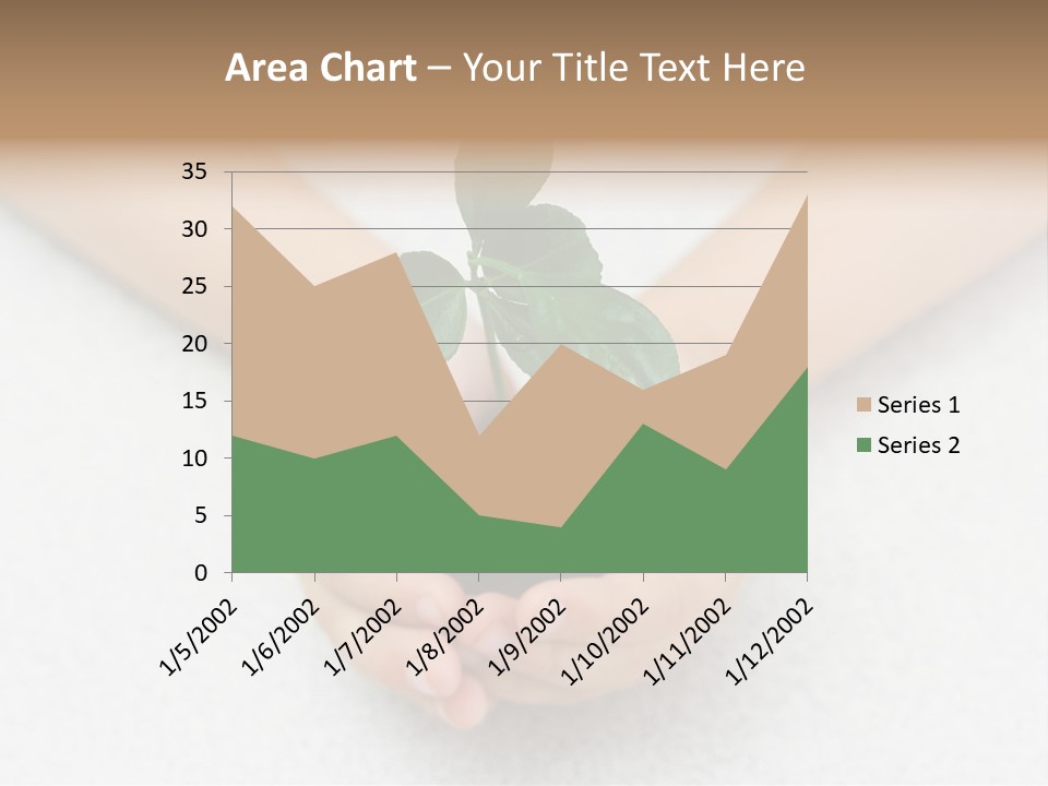 Small Green Plant In Children's Palms PowerPoint Template
