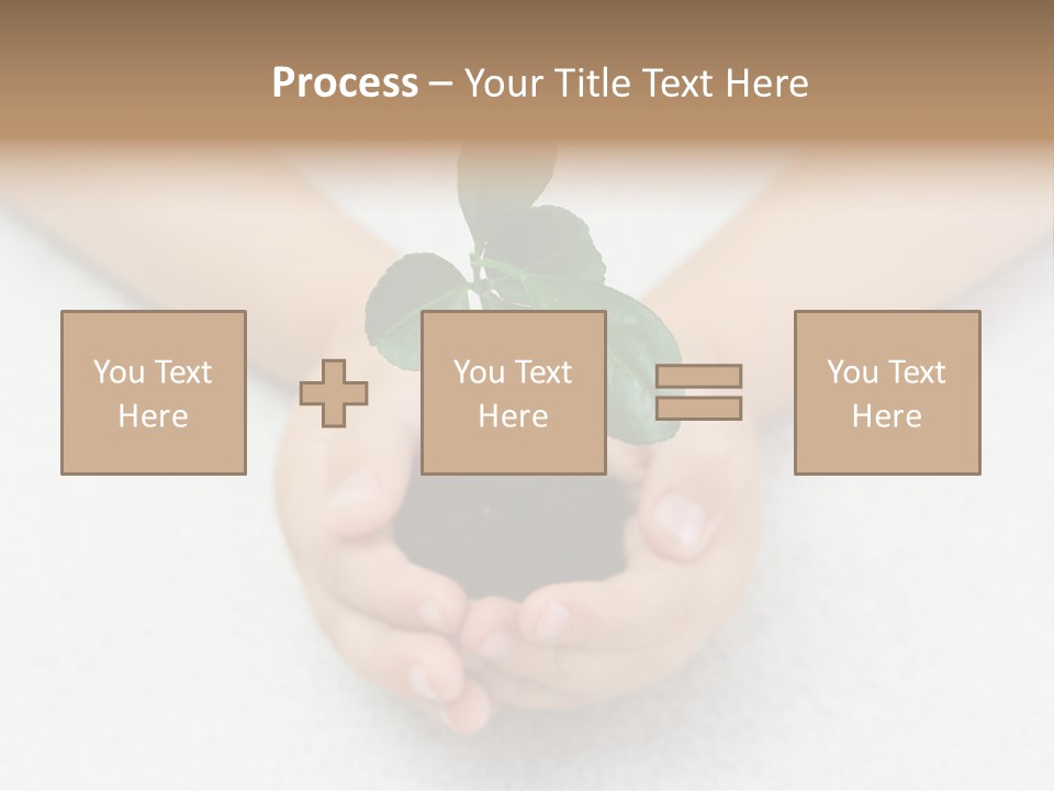 Small Green Plant In Children's Palms PowerPoint Template