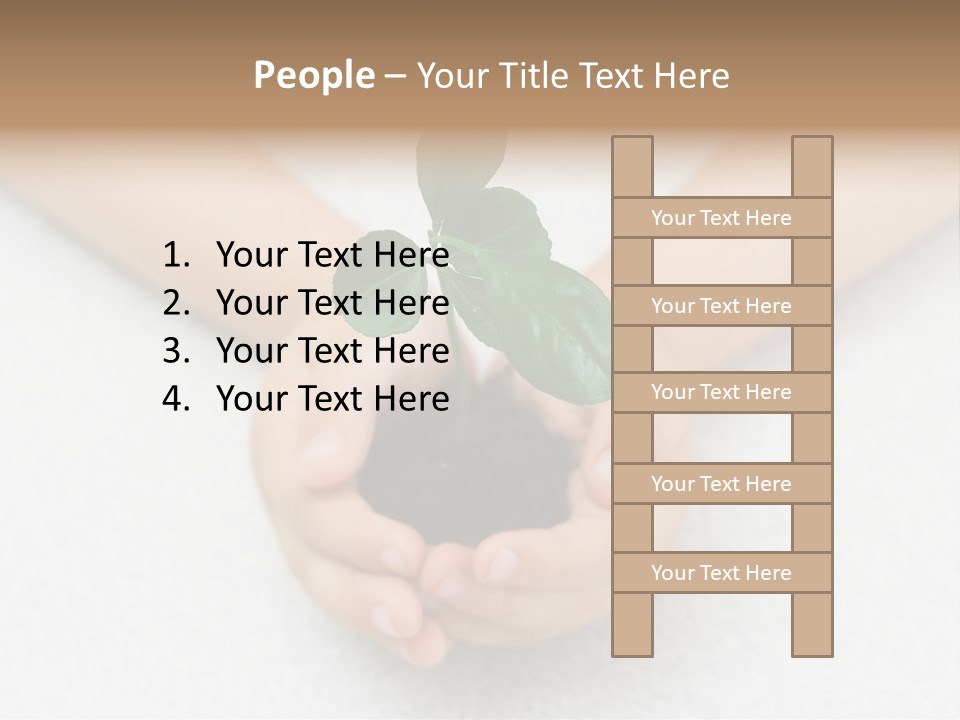 Small Green Plant In Children's Palms PowerPoint Template