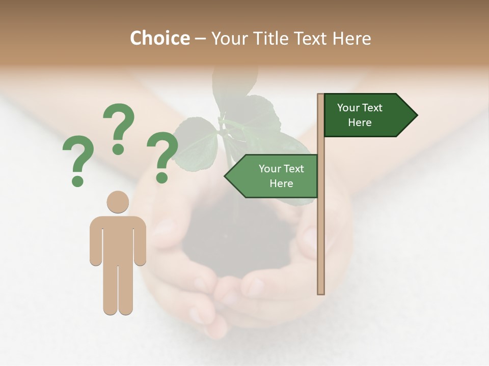 Small Green Plant In Children's Palms PowerPoint Template