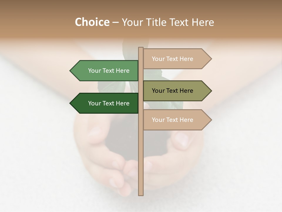 Small Green Plant In Children's Palms PowerPoint Template