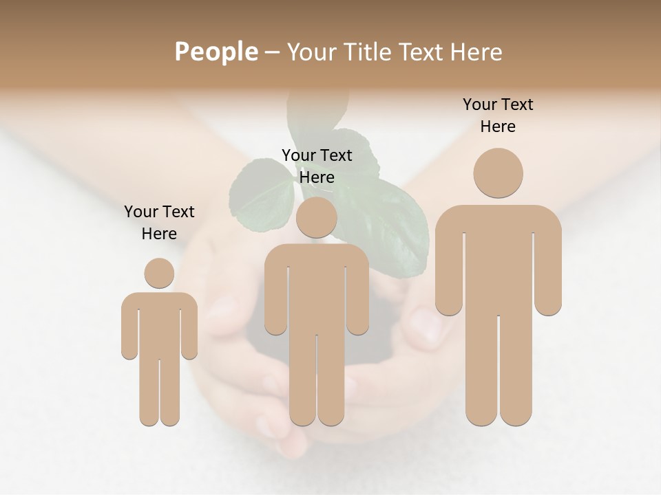 Small Green Plant In Children's Palms PowerPoint Template