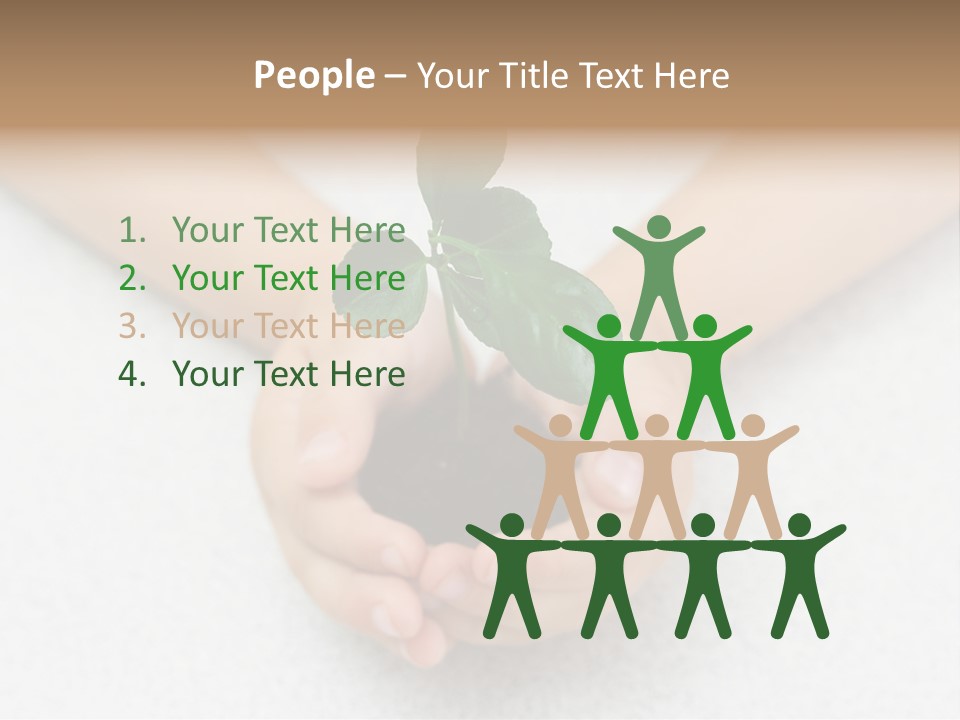 Small Green Plant In Children's Palms PowerPoint Template