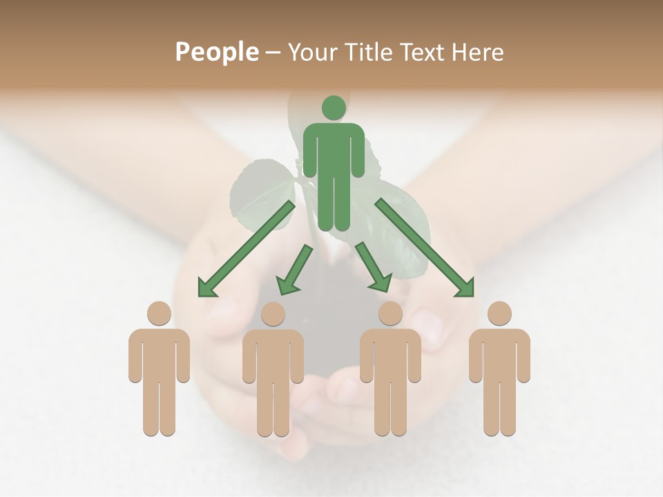 Small Green Plant In Children's Palms PowerPoint Template