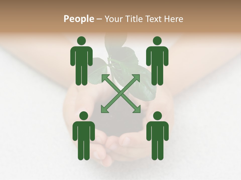 Small Green Plant In Children's Palms PowerPoint Template