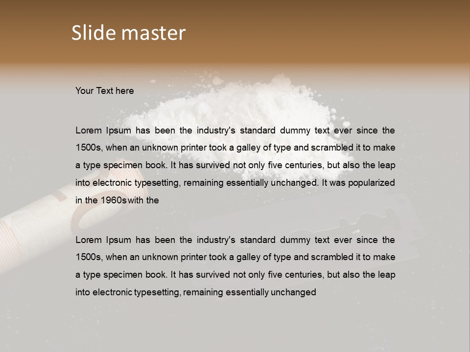 A Knife And Some White Powder On A Table PowerPoint Template